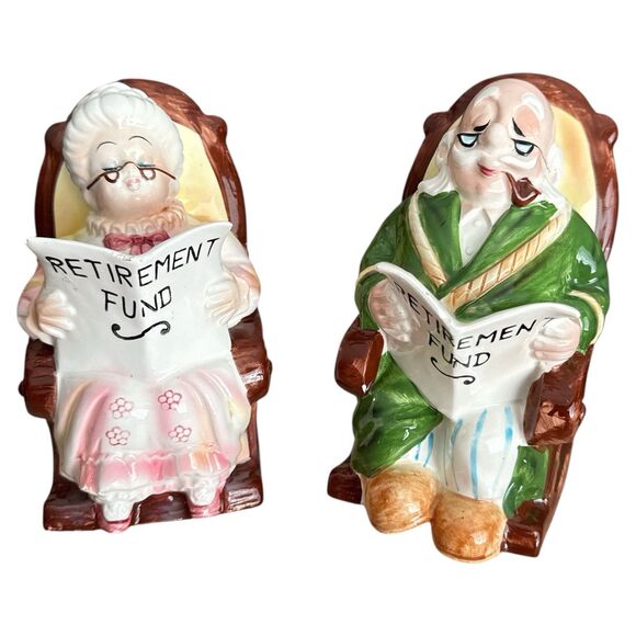 VTG Leffton Retirement Fund Banks Pair – Grandma Grandpa Japan w/ Stoppers - Picture 4 of 16